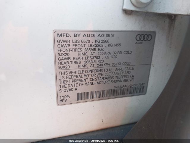 2017 AUDI Q7 WA1LAAF72HD017997 Photo 8