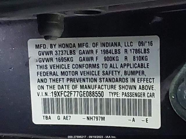 19XFC2F77GE088550 Honda Civic Sedan Ex