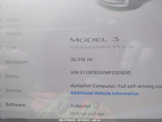 5YJ3E1EAXMF030930 Tesla Model 3 Standard Range Plus