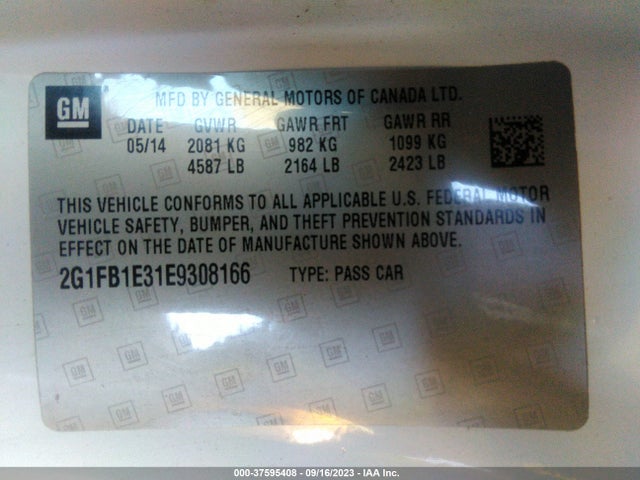 Chevrolet CAMARO LT 2014 2G1FB1E31E9308166 Image 9