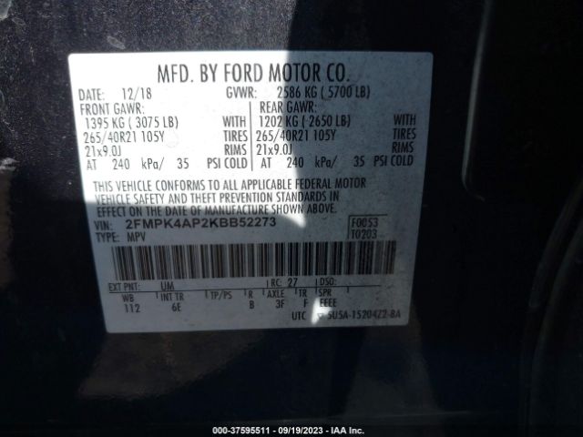 2FMPK4AP2KBB52273 Ford EDGE ST