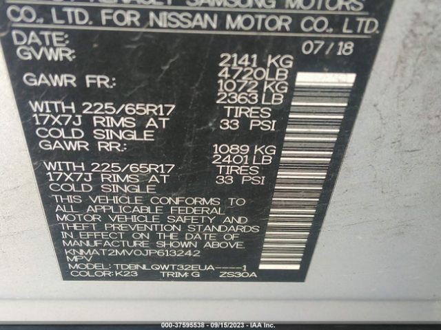 KNMAT2MV0JP613242 Nissan ROGUE SV