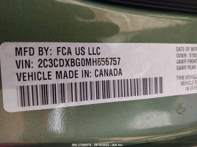 2C3CDXBG0MH656757 Dodge Charger Sxt
