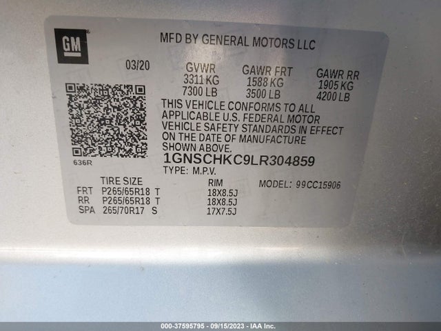 Chevrolet Suburban Lt 2020 1GNSCHKC9LR304859 Image 9