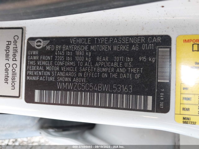 2011 MINI COOPER COUNTRYMAN WMWZC5C54BWL53163 Photo 8