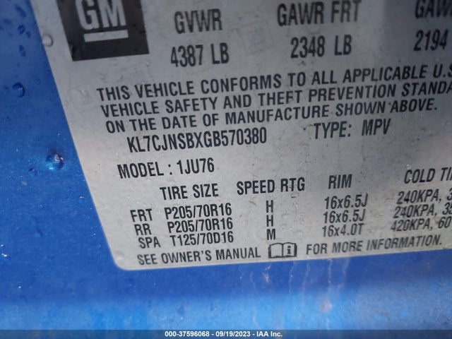 Chevrolet Trax 1ls 2016 KL7CJNSBXGB570380 Image 9