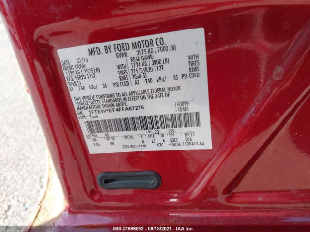 1FTEW1EF4FFA67276 Ford F-150 Xlt/xl/lariat/platinum