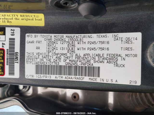 Toyota TACOMA 2014 5TFLU4ENXEX107763 Image 9