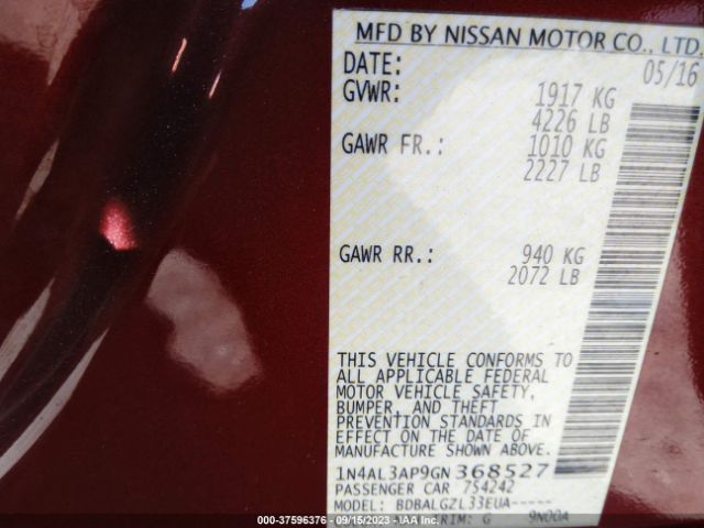 1N4AL3AP9GN368527 Nissan ALTIMA 2.5