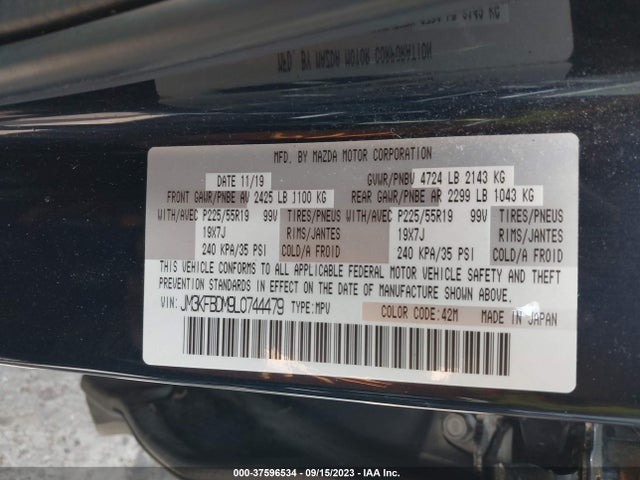 2020 MAZDA CX-5 GRAND TOURING VIN: JM3KFBDM9L0744479