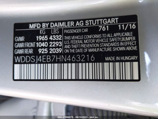 WDDSJ4EB7HN463216 Mercedes-Benz Cla Cla 250
