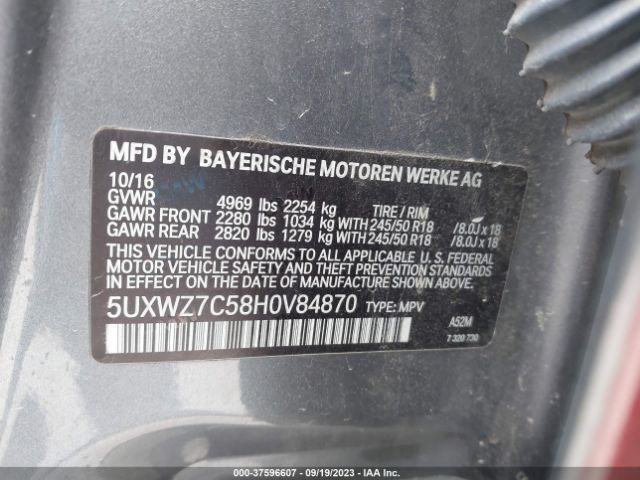 5UXWZ7C58H0V84870 BMW X3 Sdrive28i