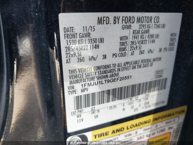 1FMJU1LT9GEF20551 Ford Expedition Platinum