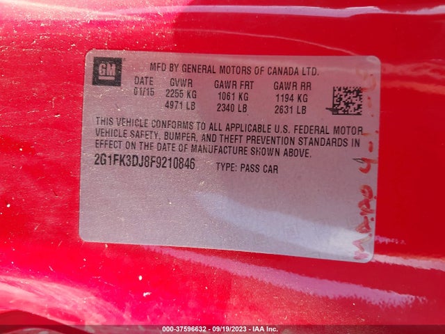 Chevrolet CAMARO SS 2015 2G1FK3DJ8F9210846 Image 9