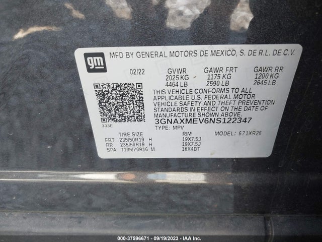 Chevrolet EQUINOX RS 2022 3GNAXMEV6NS122347 Image 9