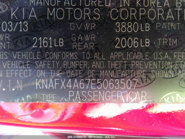 KNAFX4A67E5063507 KIA FORTE LX