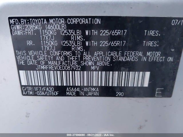 Toyota Rav4 Xle 2014 JTMRFREV0ED087932 Image 9
