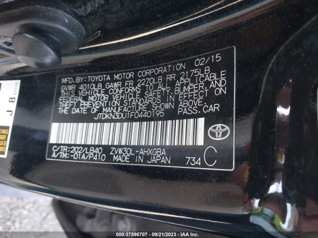 Toyota Prius Four 2015 JTDKN3DU1F0440195 Image 9