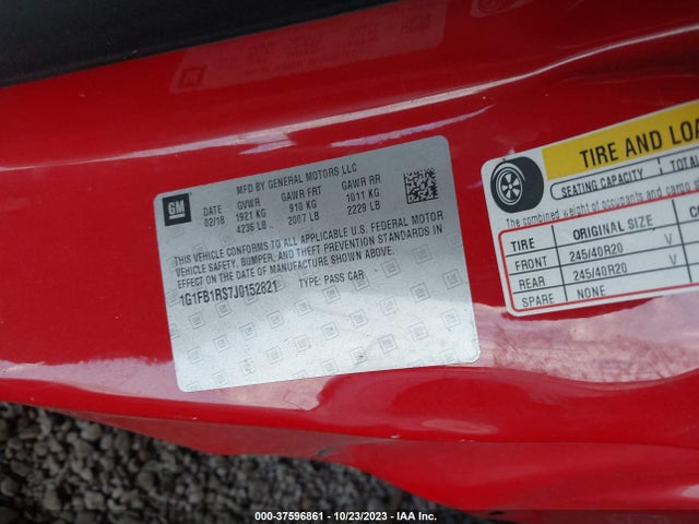 Chevrolet Camaro 1lt 2018 1G1FB1RS7J0152821 Image 9