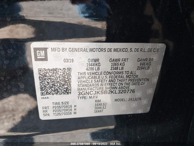 Chevrolet TRAX LS 2019 3GNCJKSB2KL320776 Image 9