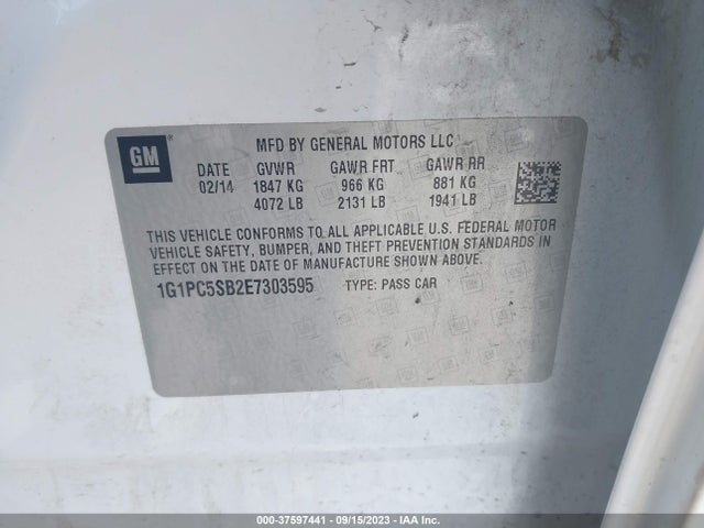 Chevrolet Cruze 1lt 2014 1G1PC5SB2E7303595 Image 9