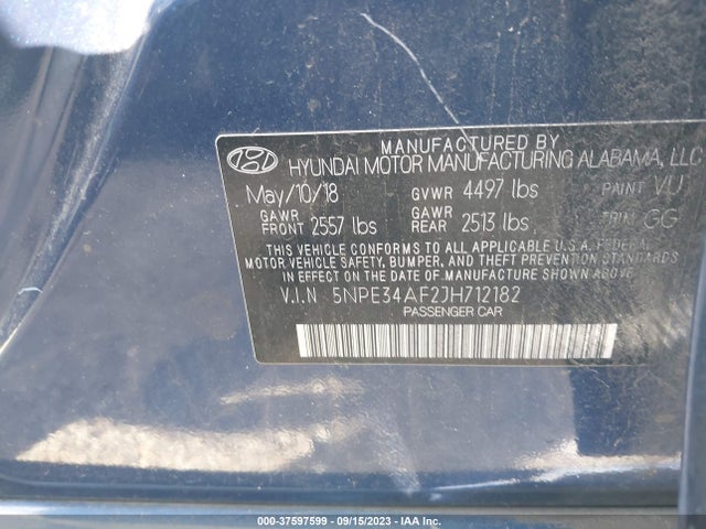 2018 HYUNDAI SONATA LIMITED VIN: 5NPE34AF2JH712182