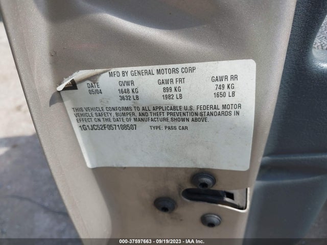 2005 CHEVROLET CAVALIER BASE VIN: 1G1JC52F057108507