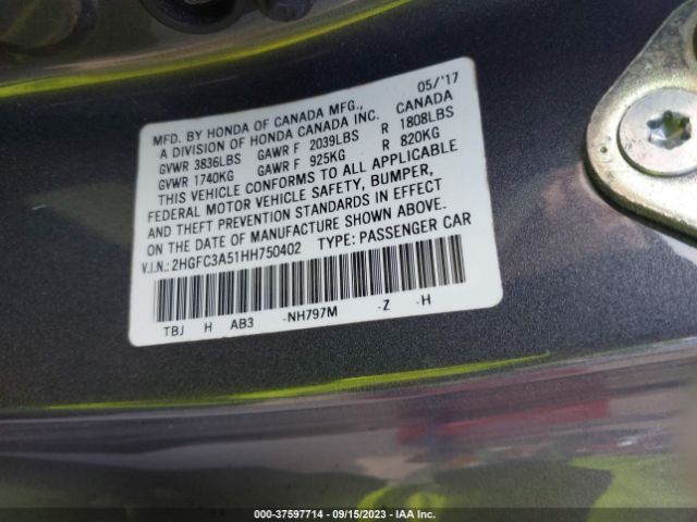 2HGFC3A51HH750402 Honda Civic Coupe Si