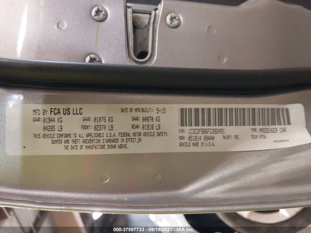 2015 DODGE DART SXT VIN: 1C3CDFBB6FD392491