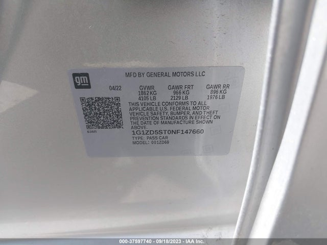 Chevrolet MALIBU LT 2022 1G1ZD5ST0NF147660 Image 9