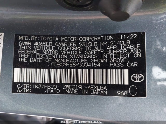 Toyota Corolla Hybrid 2023 JTDBCMFE8P3004154 Image 9