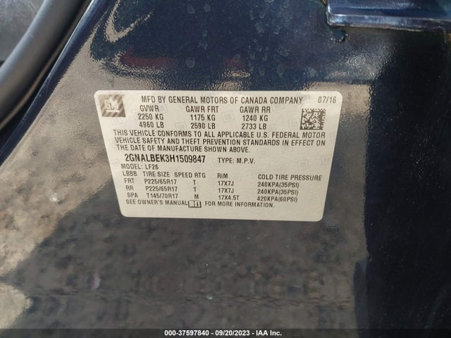 2017 CHEVROLET EQUINOX LS VIN: 2GNALBEK3H1509847