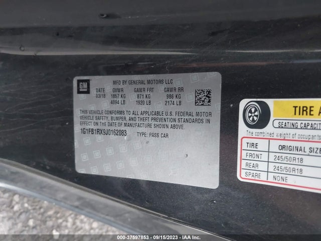 Chevrolet Camaro 1lt 2018 1G1FB1RX9J0162083 Image 9