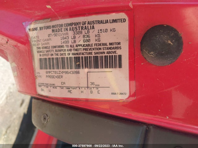 1993 MERCURY CAPRI VIN: 6MPCT01ZXP8643266