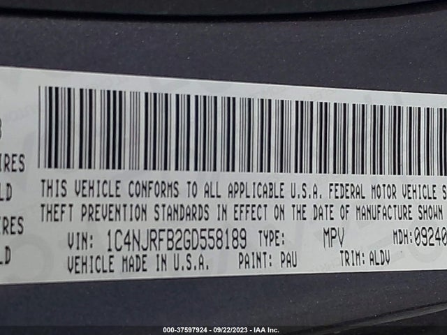 1C4NJRFB2GD558189 Jeep Patriot High Altitude Edition