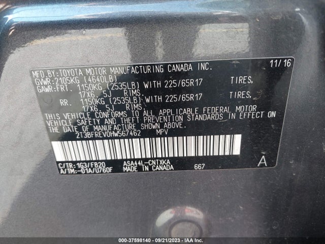 Toyota RAV4 LE 2017 2T3BFREV0HW567462 Image 9