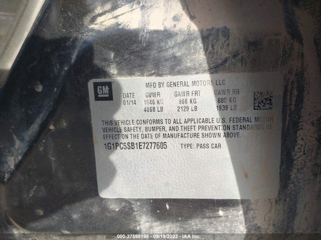 Chevrolet Cruze 1lt 2014 1G1PC5SB1E7277605 Image 9