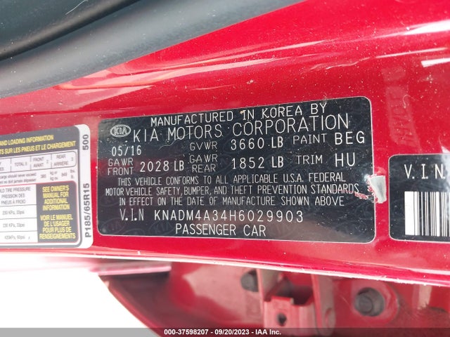 KIA RIO LX 2017 KNADM4A34H6029903 Image 16