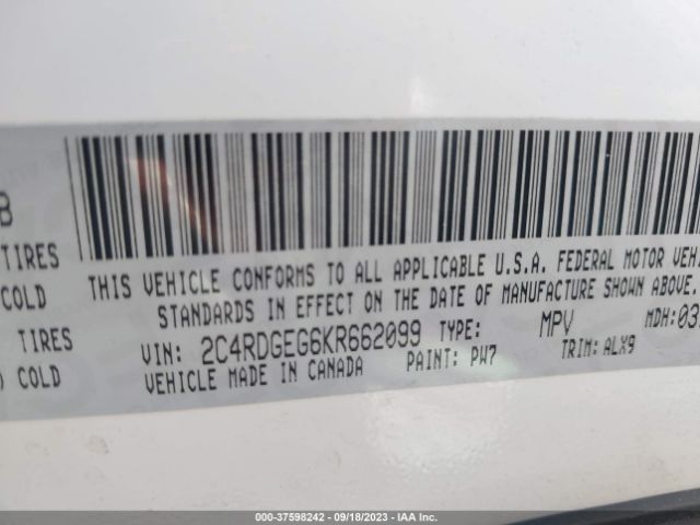 2C4RDGEG6KR662099 Dodge Grand Caravan Gt