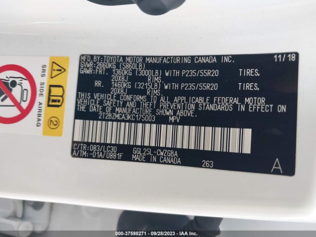 2019 LEXUS RX 2T2BZMCA3KC175003 Photo 8