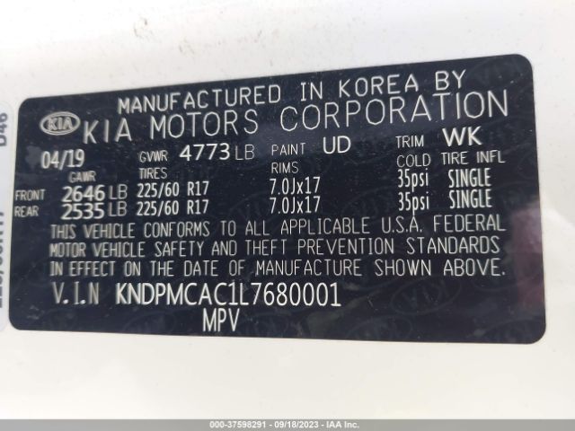 KNDPMCAC1L7680001 KIA Sportage Lx