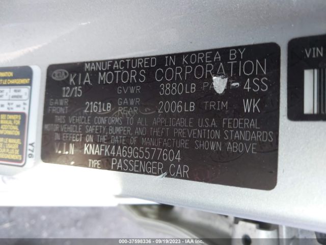 KNAFK4A69G5577604 KIA FORTE LX