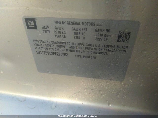 Chevrolet MALIBU LTZ 2015 1G11F5SL2FF270062 Image 9