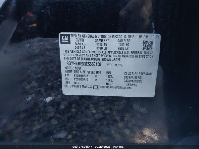 3GYFNBE33ES567159 Cadillac Srx Luxury Collection