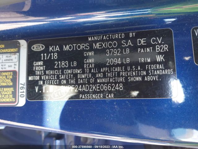 3KPF24AD2KE066248 KIA Forte Lxs