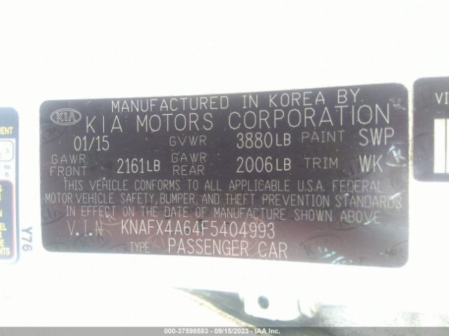 KNAFX4A64F5404993 KIA FORTE LX