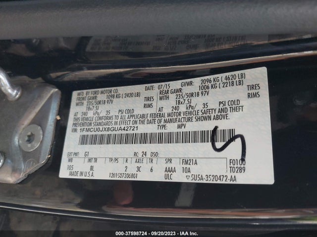 Ford Escape Titanium 2016 1FMCU0JX8GUA42721 Image 9