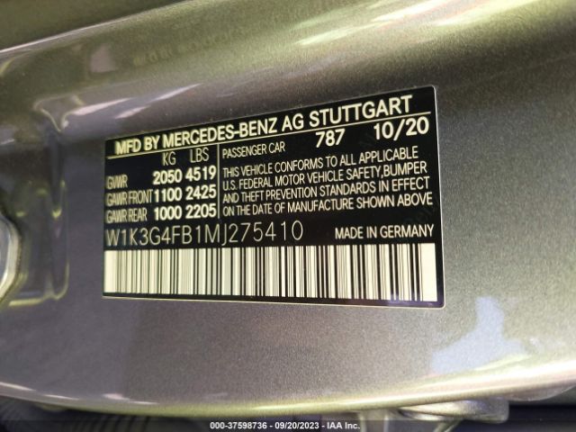 W1K3G4FB1MJ275410 Mercedes-Benz A-class A 220