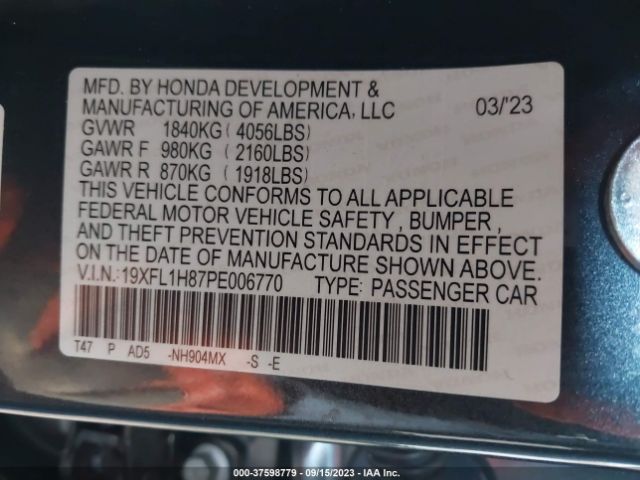 19XFL1H87PE006770 Honda Civic Hatchback Sport Touring