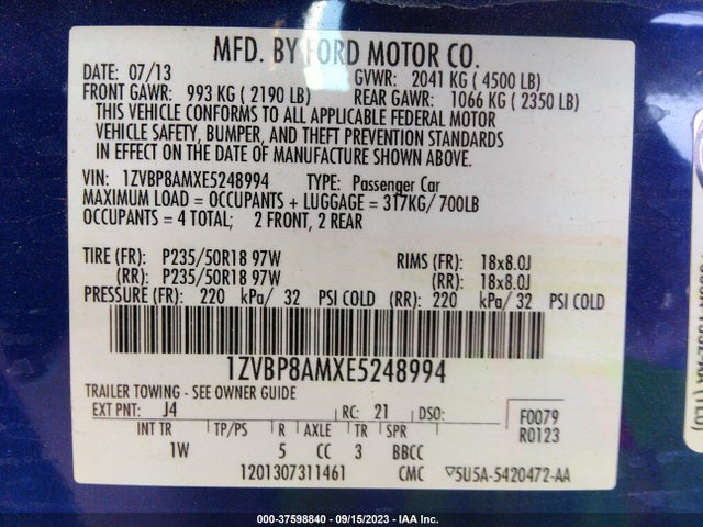 Ford Mustang V6 2014 1ZVBP8AMXE5248994 Image 9